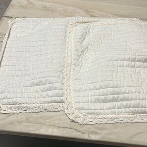 Set of 2 Full/Queen Bed Shams with Crochet Trim Detail